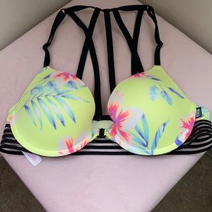 PINK by Victoria’s neon yellow tropical print wear everywhere push up bra